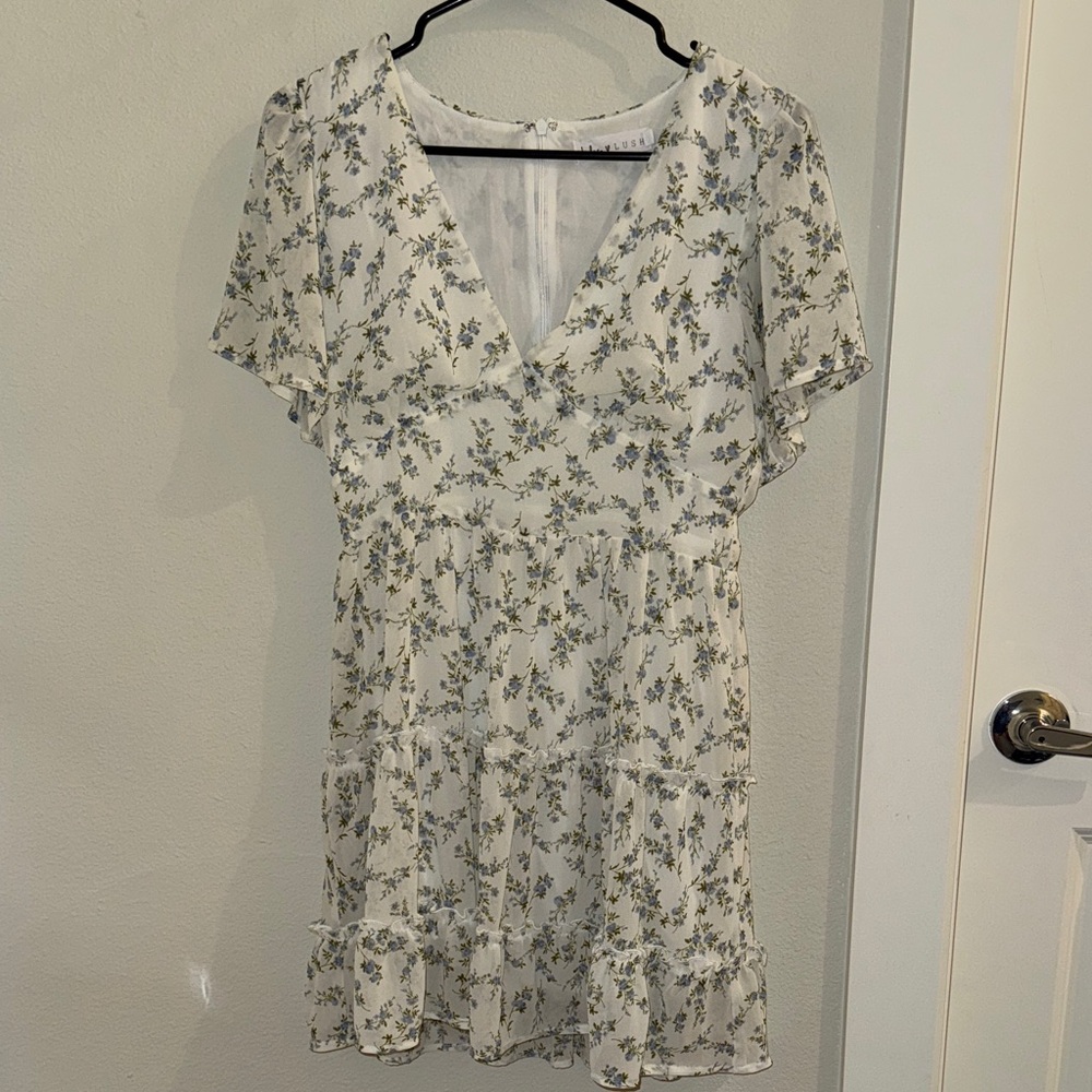 Lulu's Blue and White Floral Mini Dress